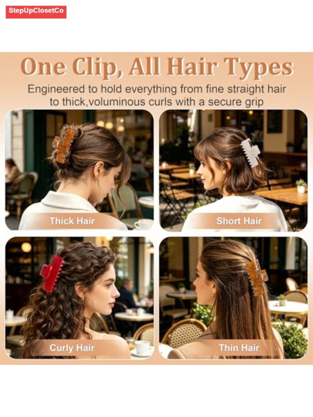 Large Acetate Hair Clips for Thick Hair, Strong Hold Claw Clip - Picture 2 of 6